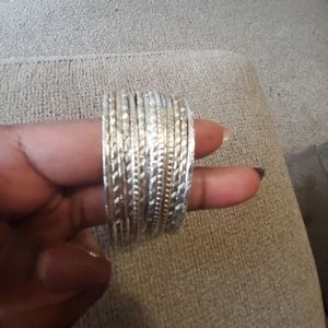 18 Faux Silver Bangles